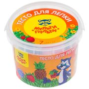 Тесто для лепки Мульти-Пульти «Енот на каникулах», 07 цветов*60г, пластиковое ведро