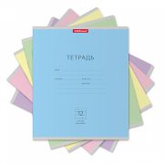 Тетрадь узкая линия А5 12 л. на скобе, обложка мелованный картон ErichKrause® Классика ассорти