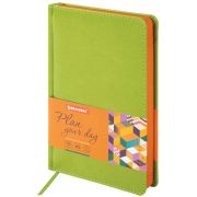 Ежедневник недатированный А5 138х213 мм BRAUBERG «Rainbow» под кожу, 136 л., зеленый, 111669