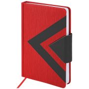 Ежедневник недатированный А5 138x213 мм BRAUBERG «Waves» под кожу, застежка 160 л., красный/черный, 111874