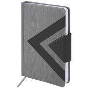 Ежедневник недатированный А5 138x213 мм BRAUBERG «Waves» под кожу, застежка 160 л., черный/серый, 111875