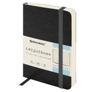 Ежедневник недатированный МАЛЫЙ 100х150 мм А6 BRAUBERG «Metropolis Ultra», под кожу, 160 л., черный, 113300