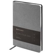 Ежедневник недатированный А5 138х213 мм BRAUBERG «Metallic», под кожу, 136 л., гибкий, серебряный, 113377