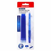 Ручка стираемая гелевая с эргономичным грипом + 9 стержней, BRAUBERG «RESTART», СИНЯЯ, игольчатый узел 0,7 мм, линия письма 0,35 мм, 144098