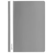 Папка-скоросшиватель серая А4 130/180 мкм BRAUBERG пластиковая с прозрачным верхом