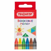 Восковые мелки ПИФАГОР «СОЛНЫШКО», НАБОР 6 цветов, 227278