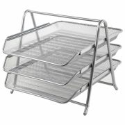 Лоток горизонтальный металлический для бумаг, 3 секции, BRAUBERG «Germanium», А4 (267х355х295 мм), серебристый, 231953