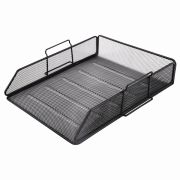 Лоток горизонтальный металлический для бумаг BRAUBERG «Germanium», А4 (260х337х77 мм), черный, 231954