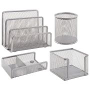 Настольный набор из металла BRAUBERG «Germanium», 4 предмета, серебристый, 231965