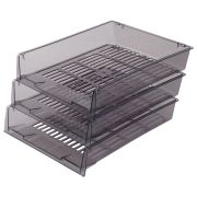 Лотки горизонтальные для бумаг, КОМПЛЕКТ 3 шт., 340х270х70 мм, тонированный серый, BRAUBERG «Office», 237257