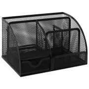 Подставка-органайзер металлическая BRAUBERG «Germanium», 7 секций, 125х220х140 мм, черная, 237416