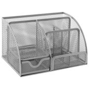 Подставка-органайзер металлическая BRAUBERG «Germanium», 7 секций, 125х220х140 мм, серебро, 237417