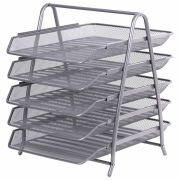 Лоток горизонтальный для бумаг BRAUBERG «Germanium», 5 секций, 370х355х295 мм, металл, серебро, 237972