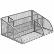 Подставка-органайзер BRAUBERG «Germanium», 5 секций, 255х180х105 мм, металл, серебро, 237974