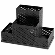 Подставка-органайзер BRAUBERG «Germanium», 4 секции, 160х80х110 мм, черная, металл, 237982