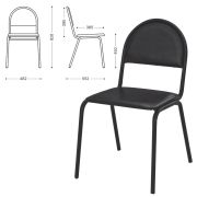 Стул для посетителей «Серна», черный каркас, кожзаменитель черный, СМ 7/22 К-01