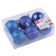 Шары ёлочные 6 шт., 6 см, «Trio», пластик, СИНИЕ (глянец, матовый, глиттер), ЗОЛОТАЯ СКАЗКА, 590864