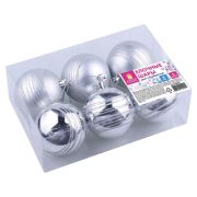 Шары ёлочные 6 шт., 8 см, «Basic Art», пластик, серебристые (глянец, матовый), ЗОЛОТАЯ СКАЗКА, 590884