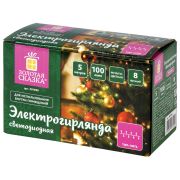 Электрогирлянда-нить комнатная «Стандарт» 5 м, 100 LED, мультицветная, 220 V, контроллер, ЗОЛОТАЯ СКАЗКА, 591099