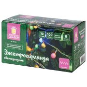 Электрогирлянда-нить комнатная «Шарики» 10 м, 100 LED, мультицветная 220 V, контроллер, ЗОЛОТАЯ СКАЗКА, 591102