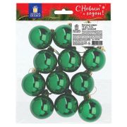 Шары ёлочные 12 шт., 4 см, «Solid Color», пластик, ЗЕЛЕНЫЕ, глянец, ЗОЛОТАЯ СКАЗКА, 591126