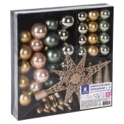 Шары новогодние ёлочные «Pearl River» НАБОР 43 предмета, пластик, золото/перламутр, ЗОЛОТАЯ СКАЗКА, 591129