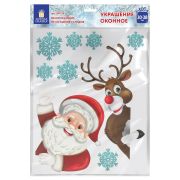 Наклейка для окон двусторонняя МНОГОРАЗОВАЯ 30х38 см «Дед Мороз и олень», ЗОЛОТАЯ СКАЗКА, 591179