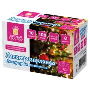 Электрогирлянда-нить комнатная «Стандарт» 10 м, 100 LED, теплый белый свет, 220 V, контроллер, ЗОЛОТАЯ СКАЗКА, 591346