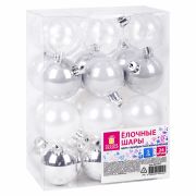 Шары ёлочные 24 шт., 5 см «Eden Colors», пластик, цвет: серебристый/жемчужный, ЗОЛОТАЯ СКАЗКА, 591977