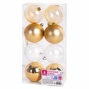 Шары ёлочные 8 шт., 8 см, «Eden Colors», пластик, цвет: золотистый/жемчужный, ЗОЛОТАЯ СКАЗКА, 591980