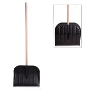 Лопата снеговая 46х40 см «НОМЕР 2» пластиковая, ДЕРЕВЯННЫЙ черенок 120 см, армирующая алюминиевая планка, № 2, 603556