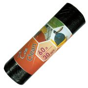 Мешки для мусора 60 л, черные, в рулоне 30 шт., ПНД, 6 мкм, 58х64 см, эконом, КОНЦЕПЦИЯ БЫТА «EcoClean», 2104