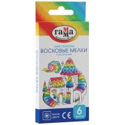 Мелки восковые Гамма «Классические», 06цв., трехгранные, картон. упаковка, европодвес