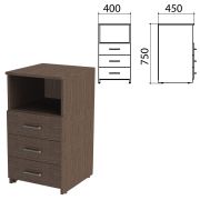 Тумба приставная «Канц», 400х450х750 мм, 3 ящика, полка, цвет венге (КОМПЛЕКТ)