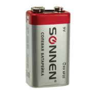 Батарейка 6R61, 6F22, 1604 SONNEN, Крона, солевая, 1 шт., в пленке