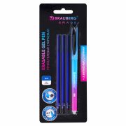 Ручка стираемая гелевая BRAUBERG «Grade», СИНЯЯ, 3 сменных стержня, узел 0,7 мм, линия письма 0,5 мм, 144209