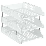 Лоток для бумаг горизонтальный СТАММ «Strong», набор 3шт., на метал. стержнях, белый