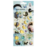 Наклейки гелевые MESHU «Moon cat», 10*23 см, с блестками, пакет европодвес