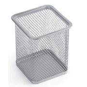 Подставка-стакан СТАММ, металлическая, квадратная, серебристая