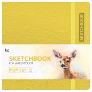 Скетчбук для акварели 40л., 145*145 BG «Bright. Yellow», кожзам, на резинке, 200г/м2