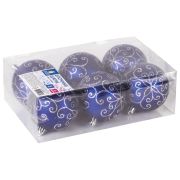 Шары ёлочные 6 шт., 8 см, «Basic Art», пластик, цвет: синий/белый, ЗОЛОТАЯ СКАЗКА, 590892