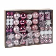 Шары новогодние ёлочные «Elegant Pink» 77 предметов, розовый/белый, ЗОЛОТАЯ СКАЗКА, 591715