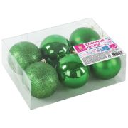 Шары ёлочные 6 шт., 6 см, «Trio», пластик, ЗЕЛЕНЫЕ (глянец, матовый, глиттер), ЗОЛОТАЯ СКАЗКА, 591127