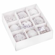 Шары ёлочные 9 шт., 6 см, «Crystal Silence», пластик, цвет: белый/серебристый, ЗОЛОТАЯ СКАЗКА, 591988