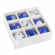 Шары ёлочные 9 шт., 8 см, «Русская Зима», пластик, цвет: синий/белый, ЗОЛОТАЯ СКАЗКА, 591987