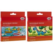 Мелки восковые 12 цвета Гамма «Мультики» круглые, картон. упаковка, европодвес