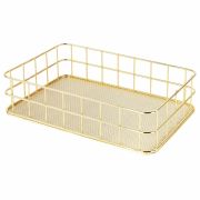 Органайзер-корзинка для косметики и мелочей металлическая MONTE VITA (МОНТЕ ВИТА), 242х162х63 мм, золото, 272481