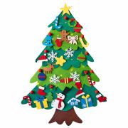 Фетровая ель с игрушками 102х68 см, 32 украшения, 3 м гирлянда, ЗОЛОТАЯ СКАЗКА, 592141