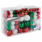 Шары ёлочные НАБОР 132 предмета «Red&Green», красный/зеленый/белый, пластик, ЗОЛОТАЯ СКАЗКА, 592180