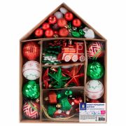 Шары ёлочные НАБОР 73 предмета, «Fairy House», красный/зеленый/белый, пластик, ЗОЛОТАЯ СКАЗКА, 592181